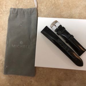 Black Patent Leather Michele Watch Band